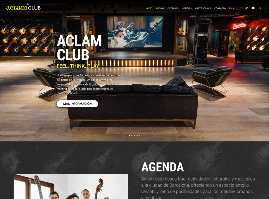 Diseño Aclam Club Desktop
